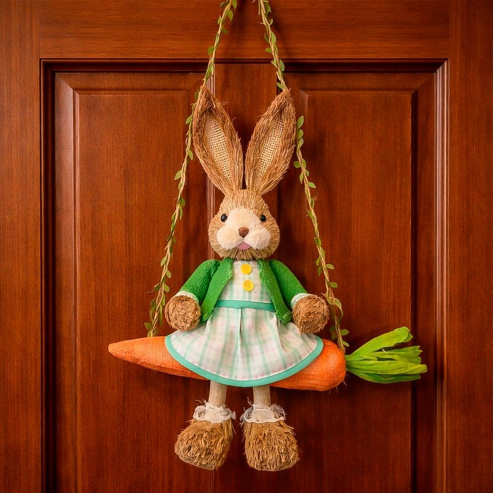 Coelha Sentada Balanço Cenoura Enfeite Decoração Páscoa 60cm