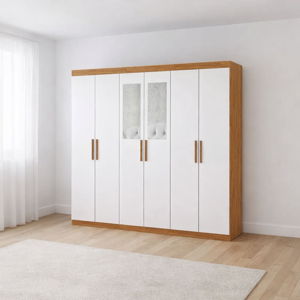 Guarda Roupa 6 Portas com 2 Espelhos  Perla -Grand Line