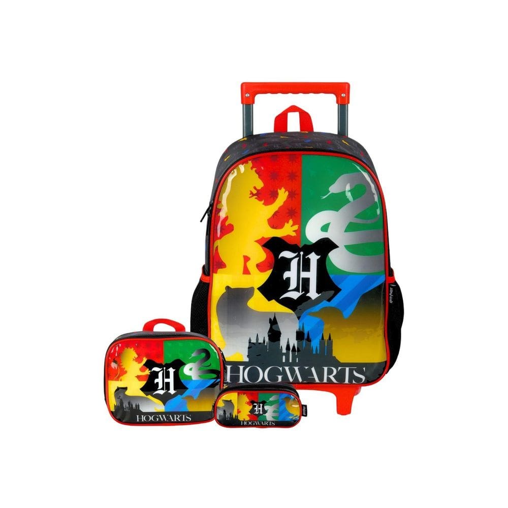 Kit Mochila Rodas+Lancheira+Estojo Harry Potter - Preto