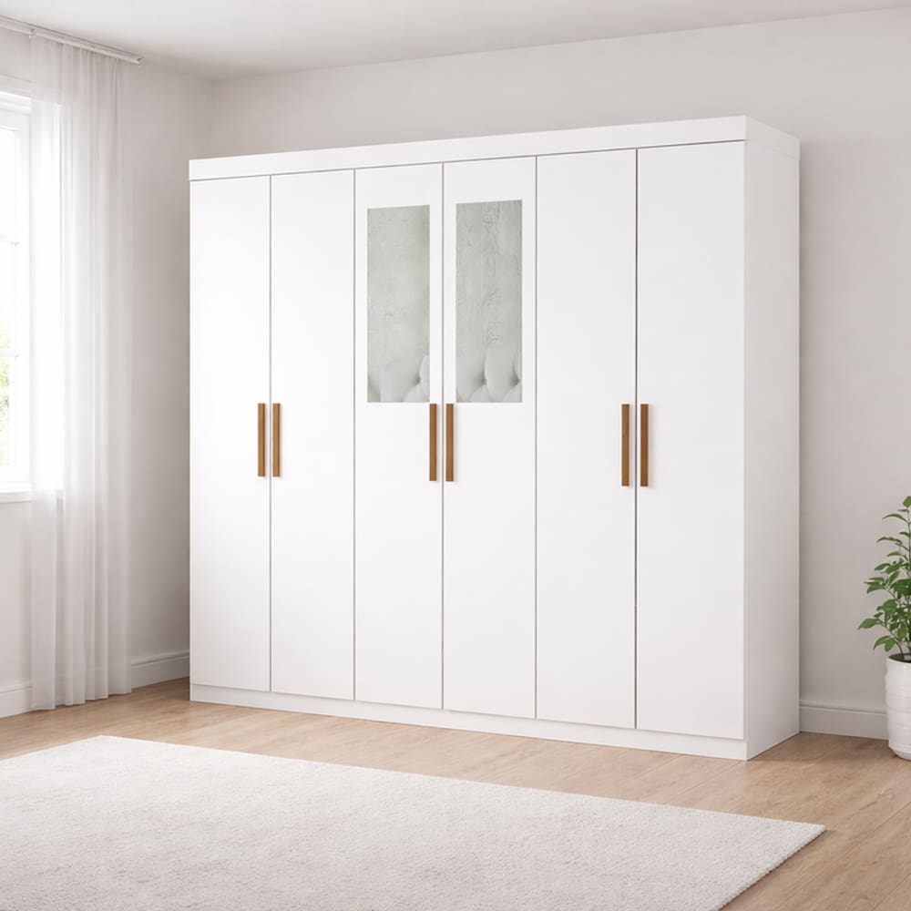 Guarda Roupa 6 Portas com 2 Espelhos  Perla -Grand Line