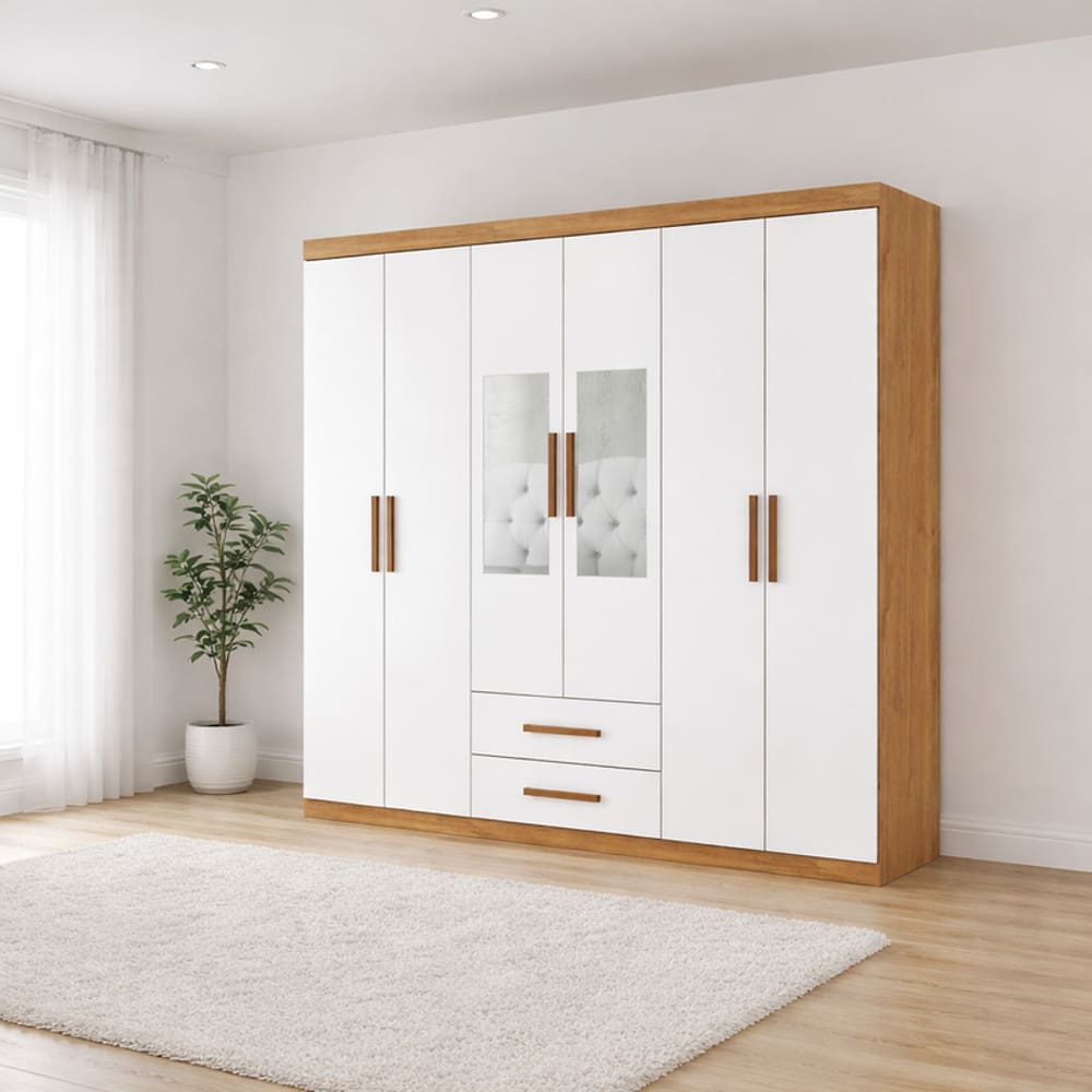 Guarda Roupa com 2 Espelhos e 6 Portas Platinum -Grand Line