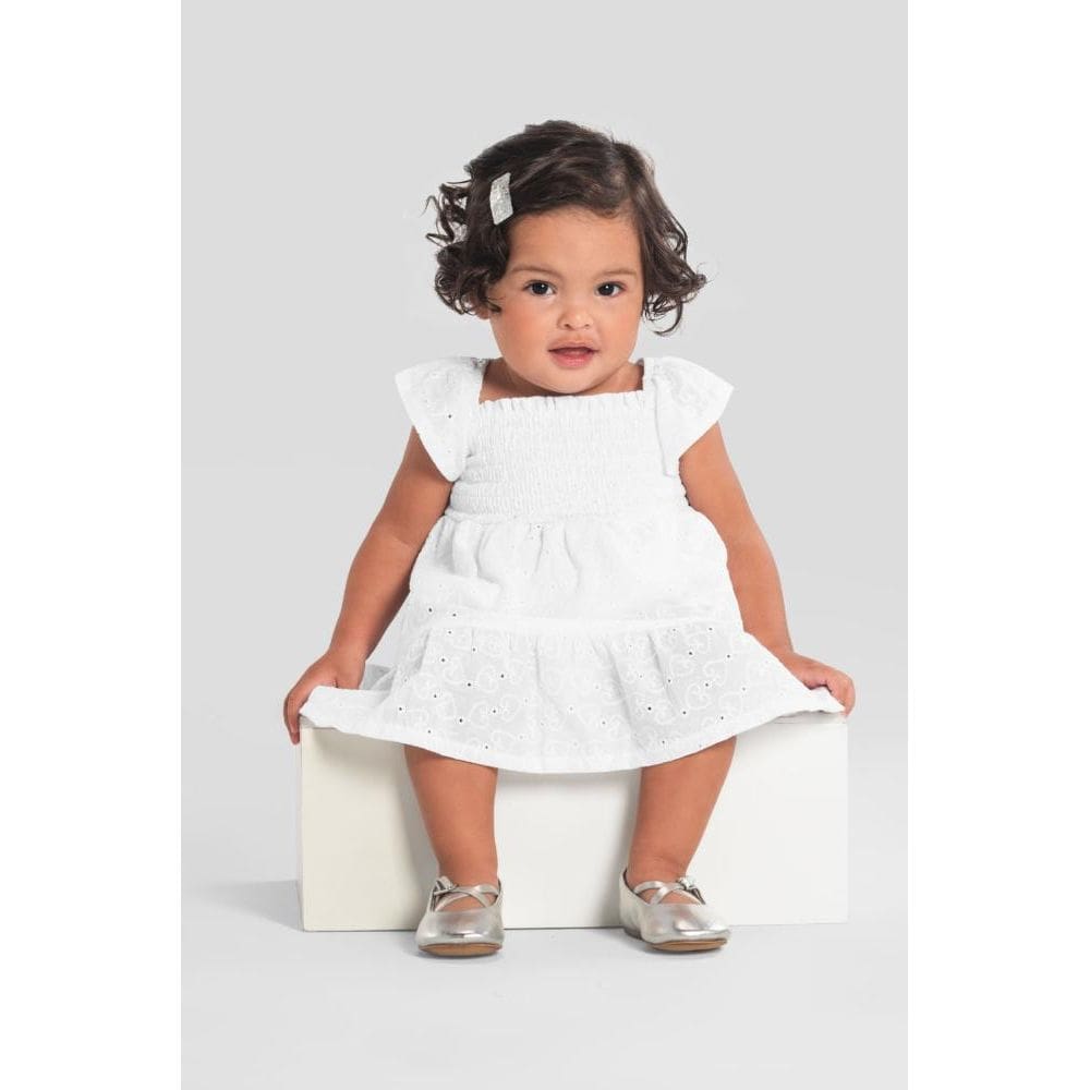 Vestido bebê menina em laise de corações Mundi