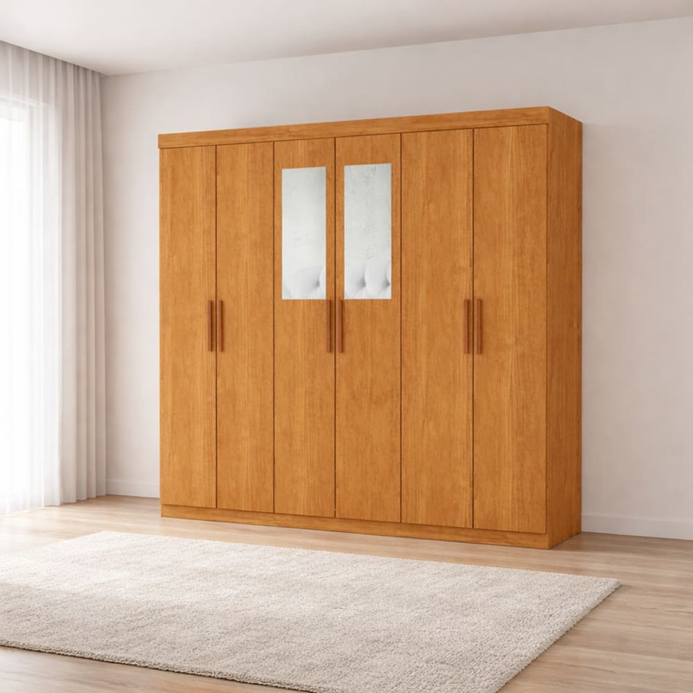 Guarda Roupa 6 Portas com 2 Espelhos Perla -Grand Line