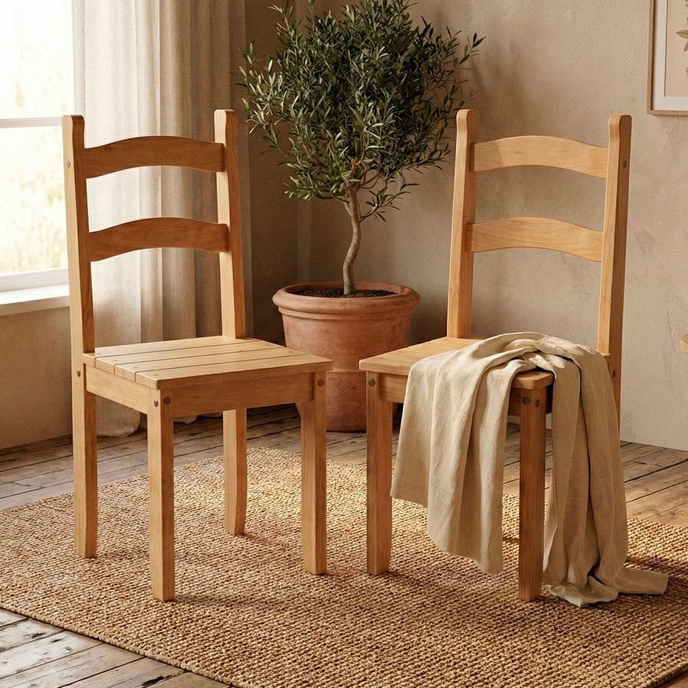 Kit 2 Cadeiras em Madeira Maciça Amêndoa Marin