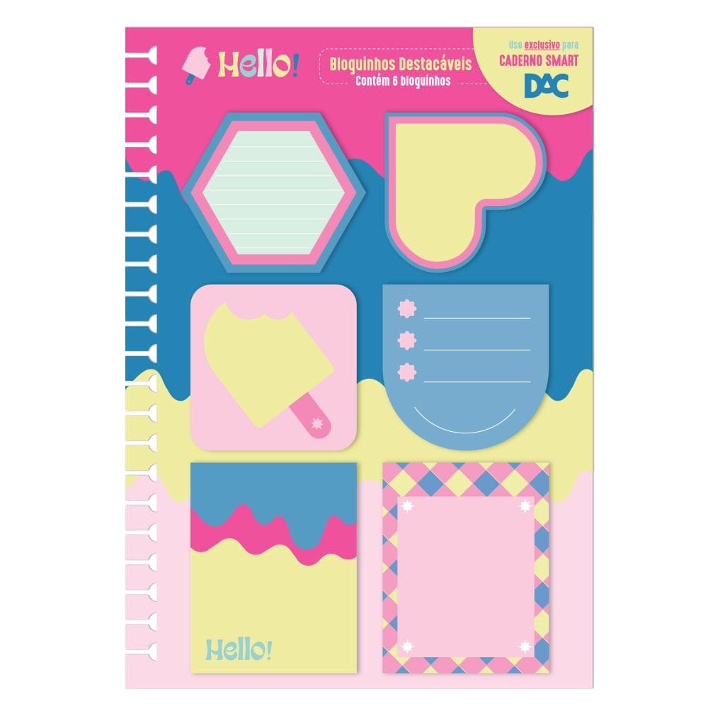 Bloco de Folhas Destacáveis - Hello - 6 Bloquinhos - DAC
