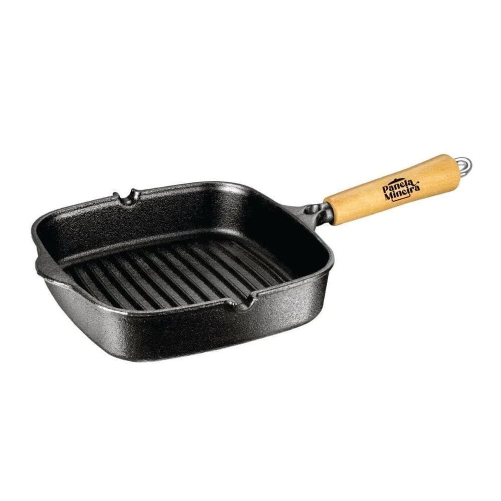 Frigideira grill quadrada ferro 23,5cm 2L Panela Mineira