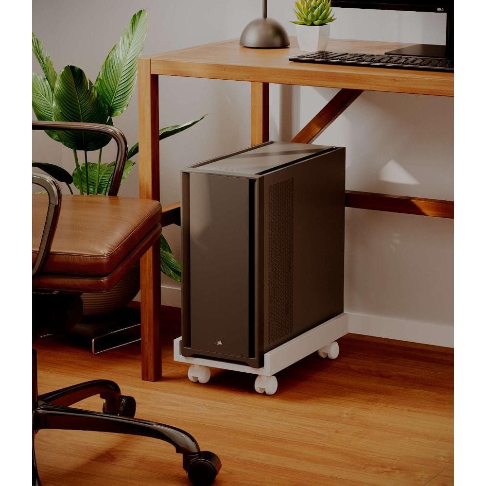 Suporte para CPU Sicilia Branco com Abas Laterais Rodízios Gabinete