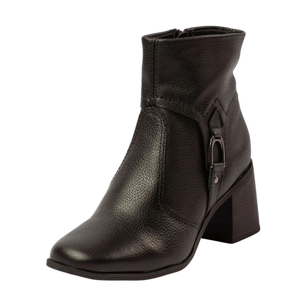 Bota Feminina Salto Bloco Cano Baixo Couro Elegante Bottero