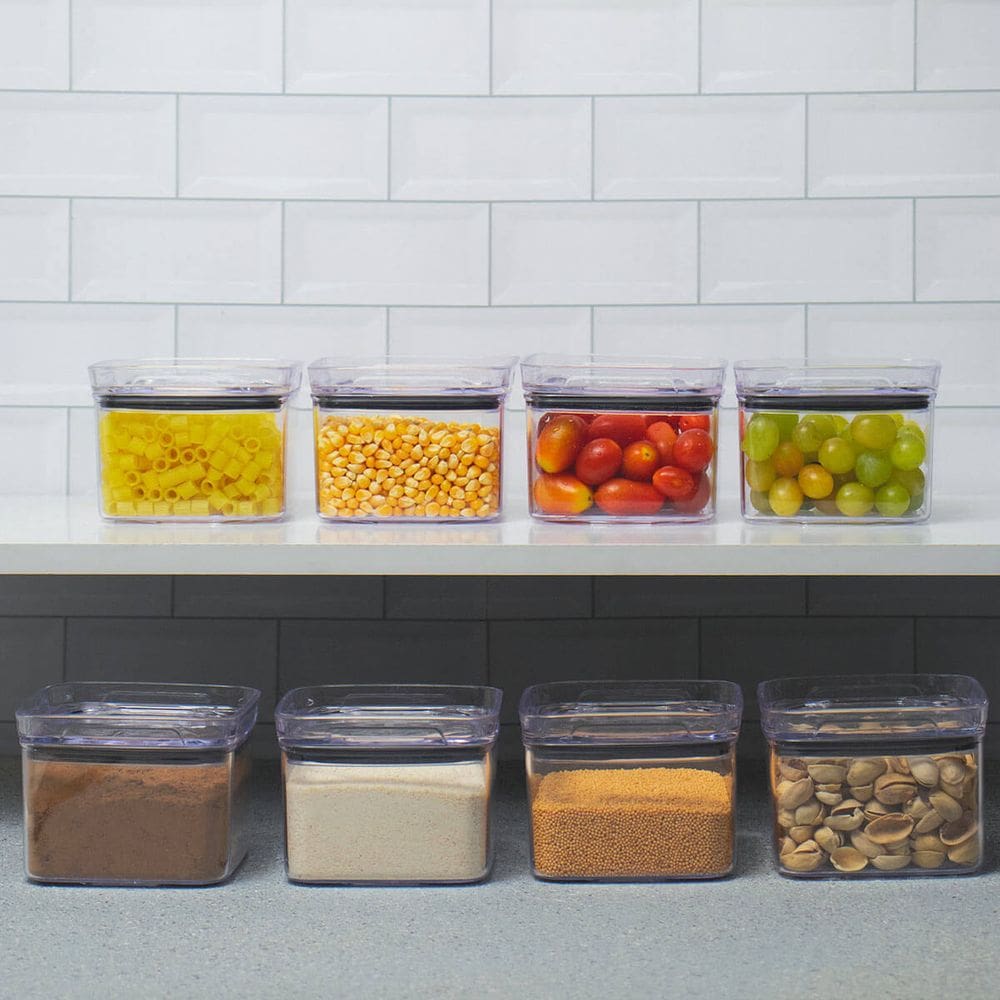 Kit 8 Potes Hermético Transparente Quadrado 500Ml Para Granel Cereais Alimentos