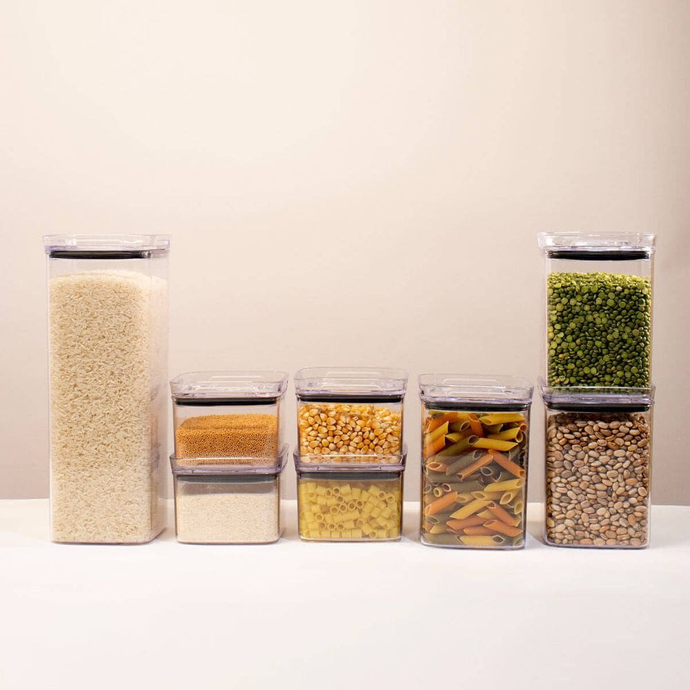 Kit 8 Potes Hermético Transparente Quadrado Para Porta Mantimento Cozinha