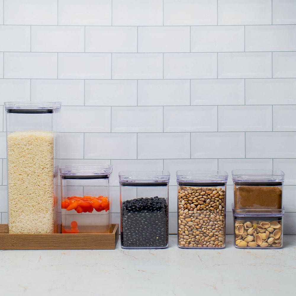 Kit 6 Potes Hermético Transparente Quadrado Para Porta Mantimento Cozinha