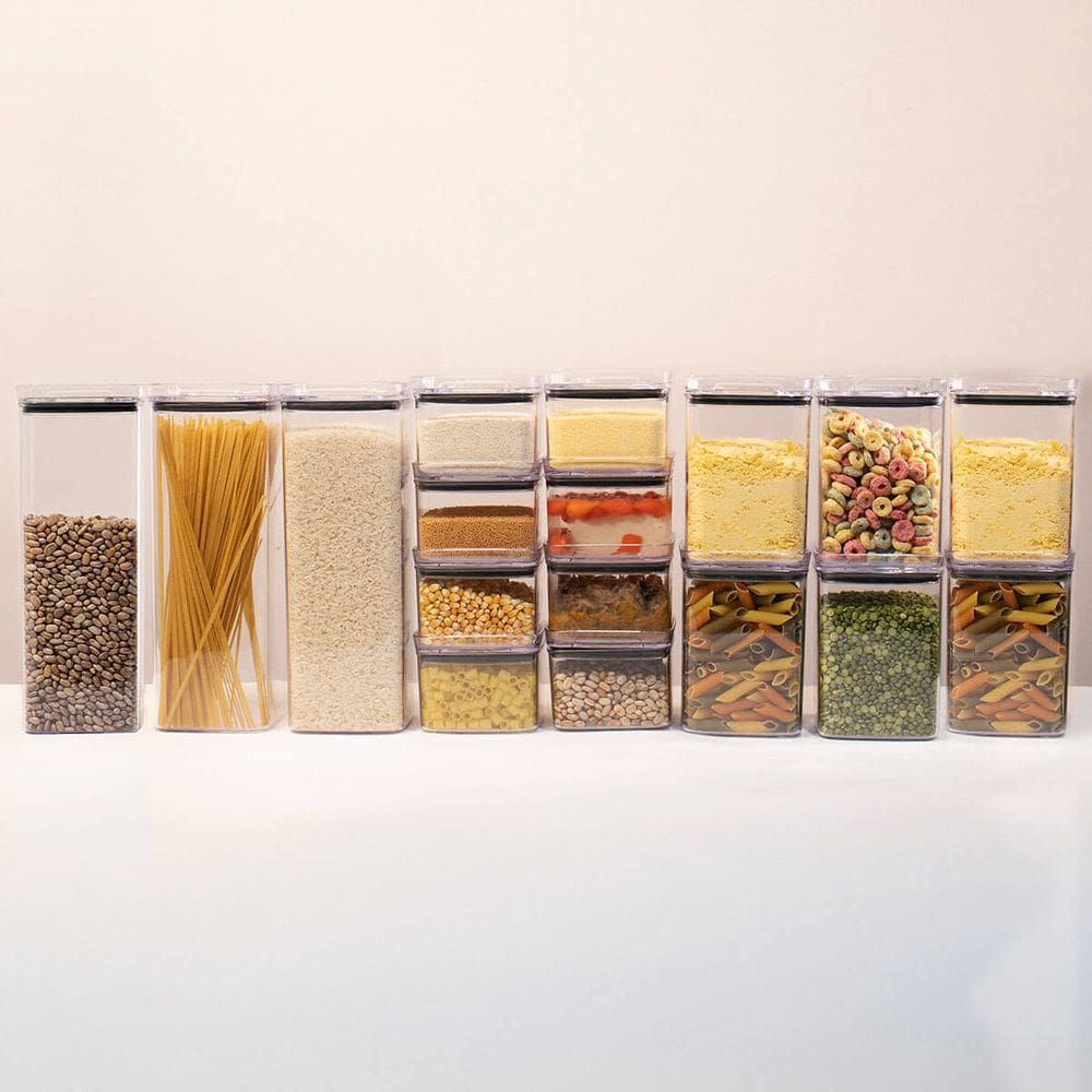 Kit 17 Potes Hermético Transparente Quadrado Para Porta Mantimento Cozinha