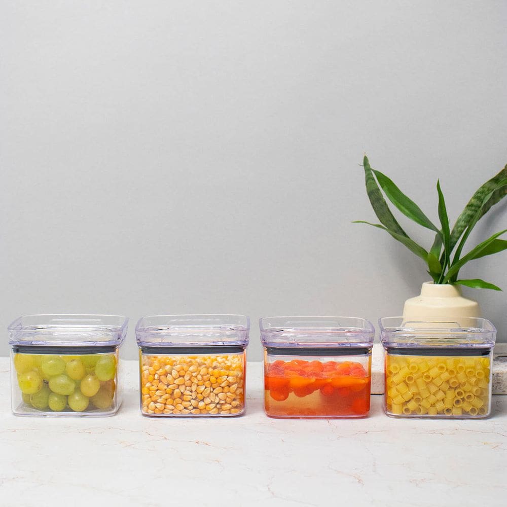 Kit 4 Potes Hermético Transparente Quadrado 500Ml Para Granel Cereais Alimentos