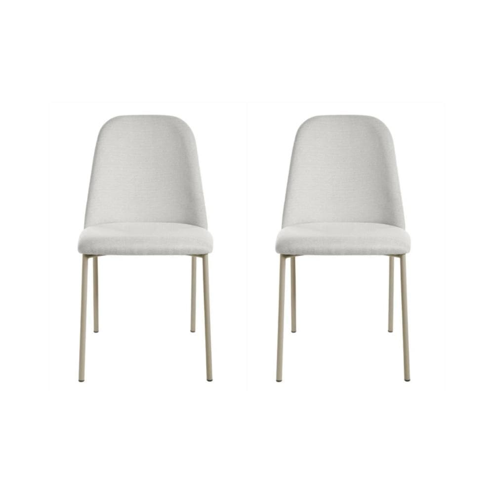 Conjunto c/ 2 Cadeiras Lucille Champanhe Linho Mescla