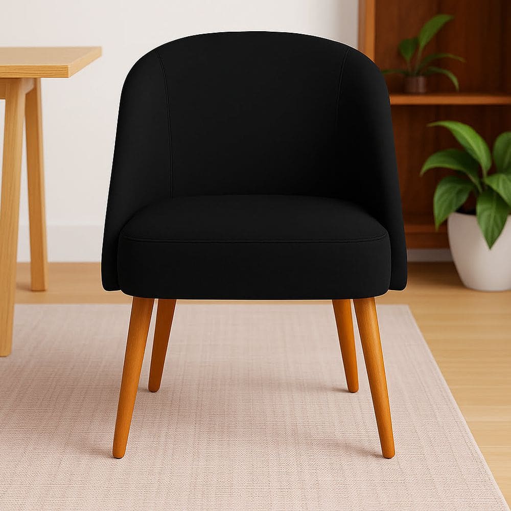 Banqueta Poltrona Lua Preto Para Recepção Atendimento Penteadeira