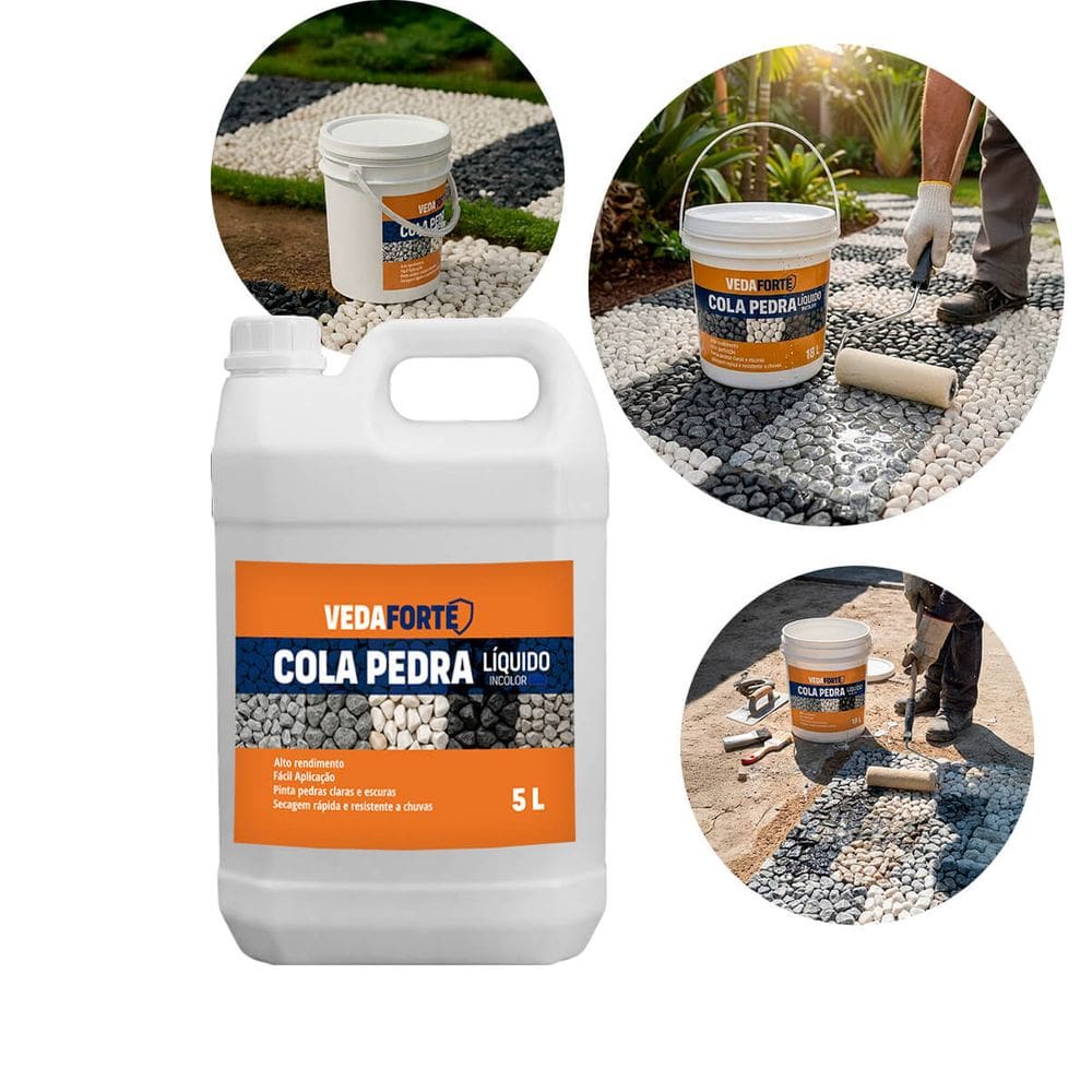 Cola Pedra Incolor Veda Forte 5L Alta Aderência E Secagem Rápida