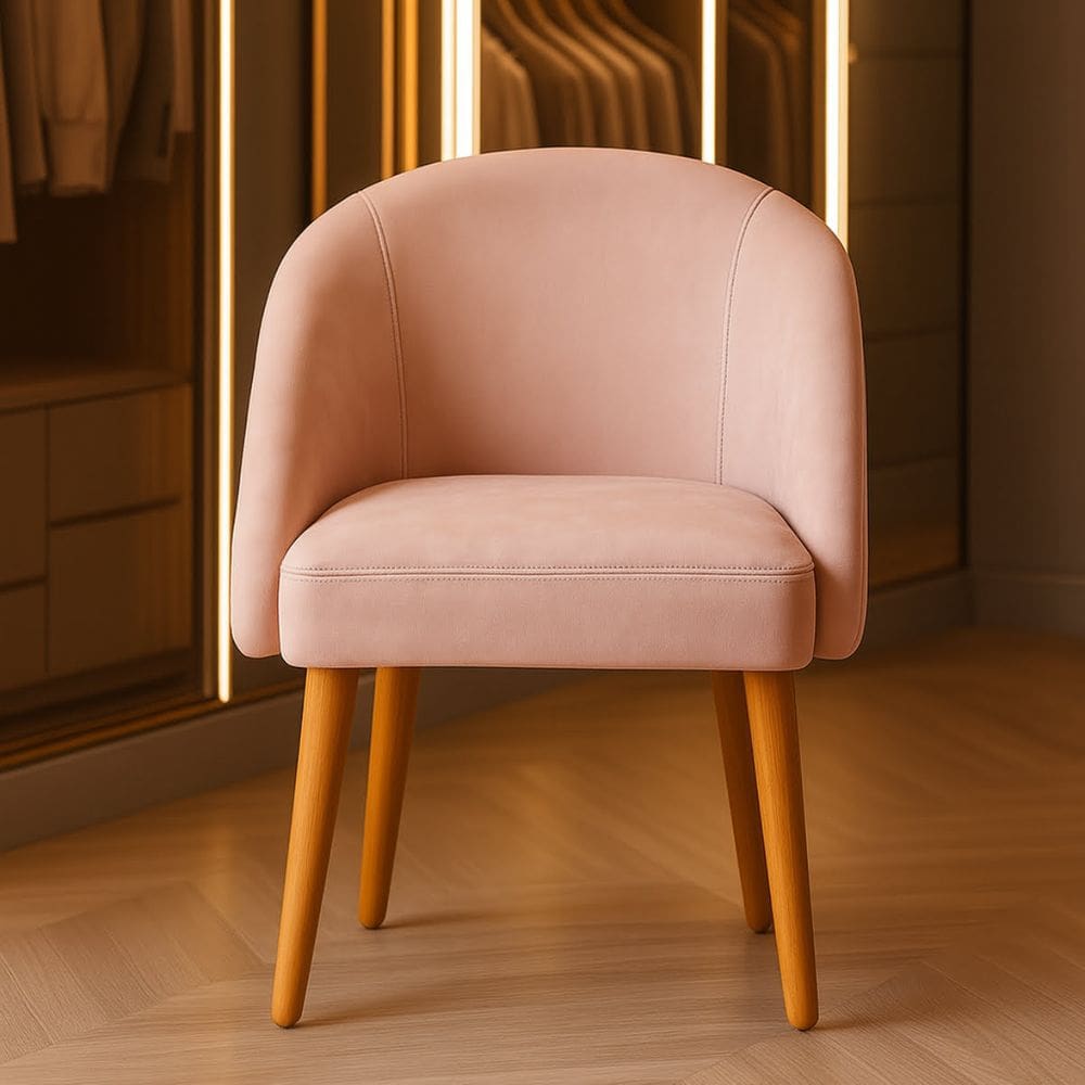 Banqueta Poltrona Lua Rosê Para Recepção Atendimento Penteadeira