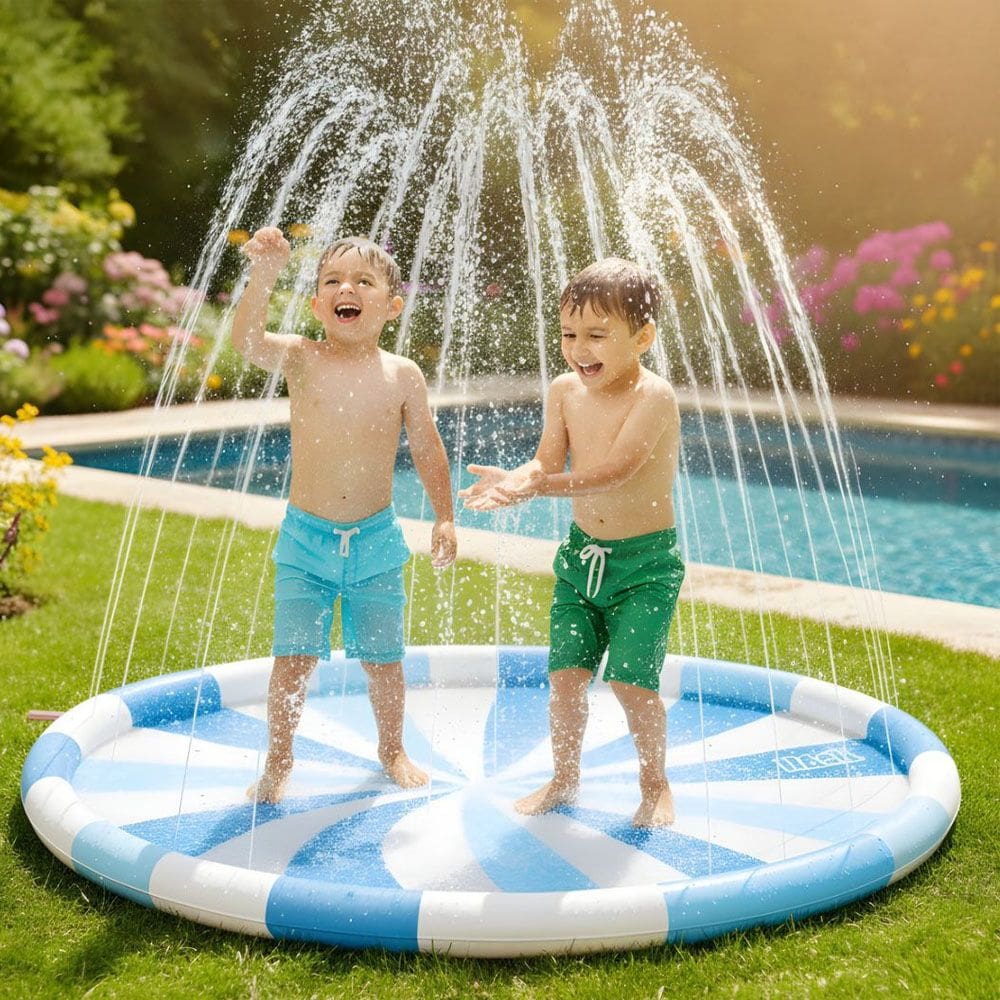 Tapete de Água Infantil Splash Pad Piscina com Jatos de Água para Crianças Nash Azul