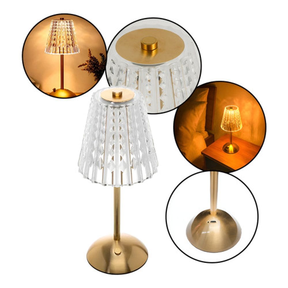 Luminária De Mesa Led Recarregável 3 Cores Com Porta Usb