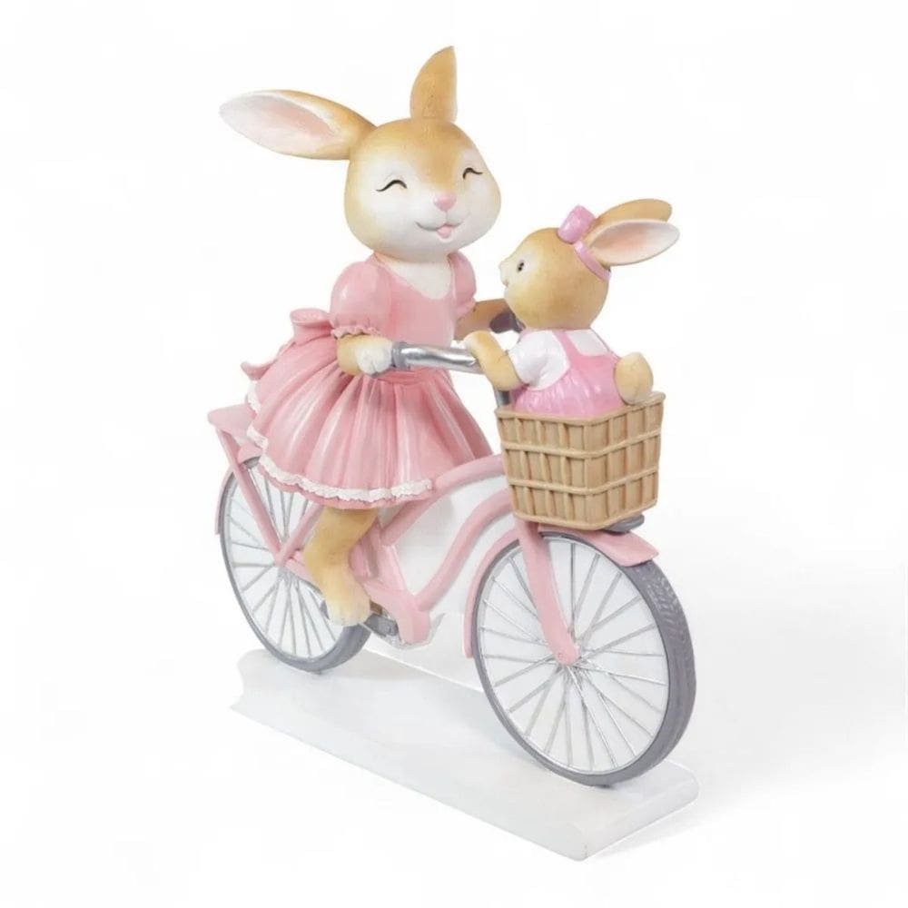 Coelho De Pascoa Flower passeio De Bike 36x33x12cm Resina 1Unid 1099904