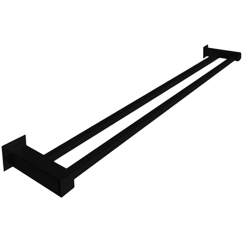 Porta-Toalha de Aço Inox 60 cm com Acabamento Preto Fosco e Kit de Instalação