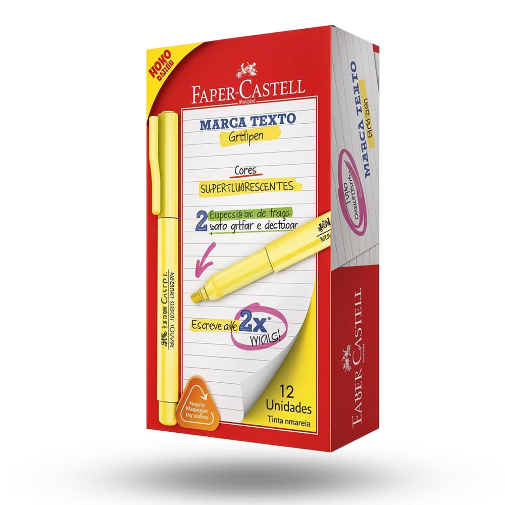 Marca Texto Amarelo Fluorescente Grifpen Cx C/ 12 Unid