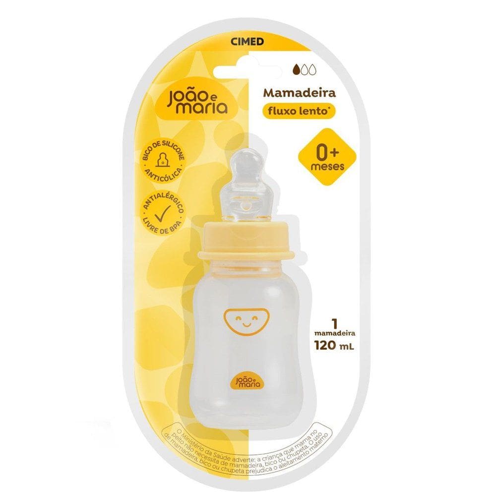 Mamadeira Cimed João e Maria Fluxo Lento 0+ Meses 120ml