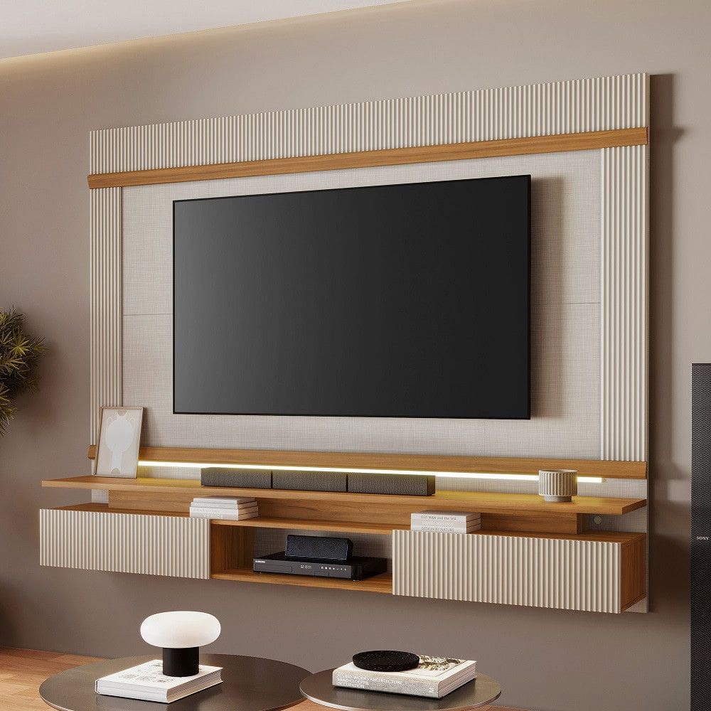 Painel Canelado para TV ate 70 Polegadas com LED 2 Portas em MDF NT 1370 Notavel Moveis
