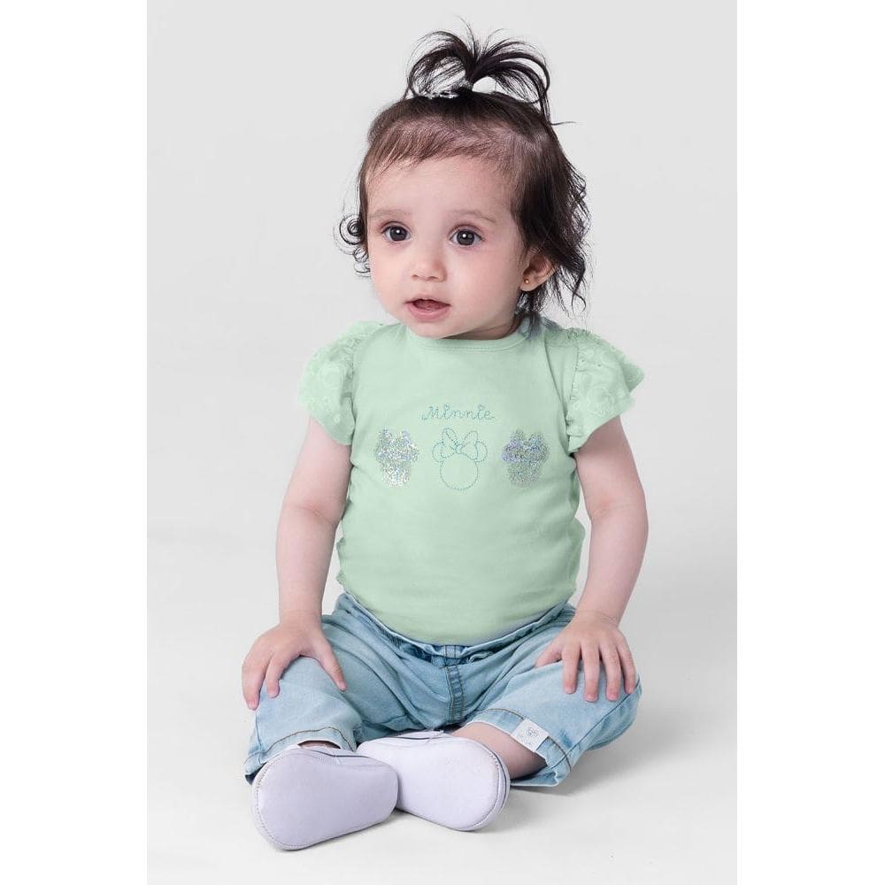 Blusa infantil menina Minnie Mouse em malha Brandili Verde