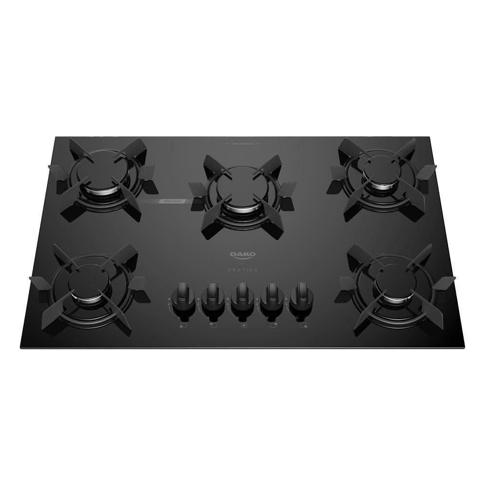 Cooktop 5 Bocas Dako Pratiko Mesa Vidro A Gás Preto Bivolt