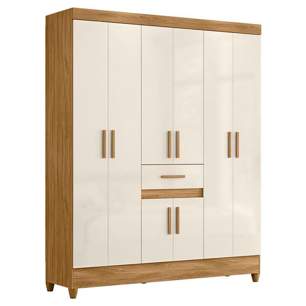 Guarda Roupa Casal Portugal 8 Portas Freijó Off White - Moval