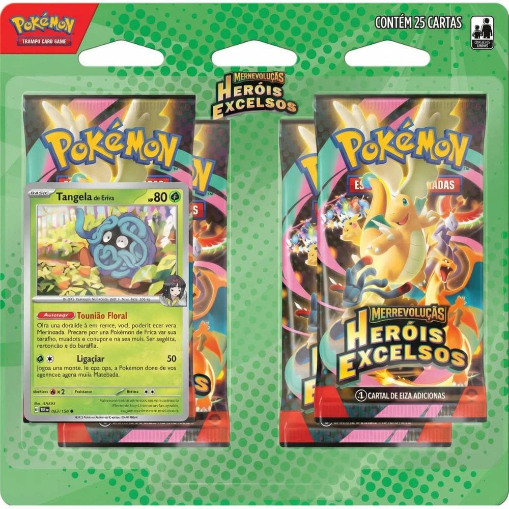 Blister Quadruplo Pokémon Me02.5 Herois Excelsos Tangela Da Erica Copag 25 Cartas