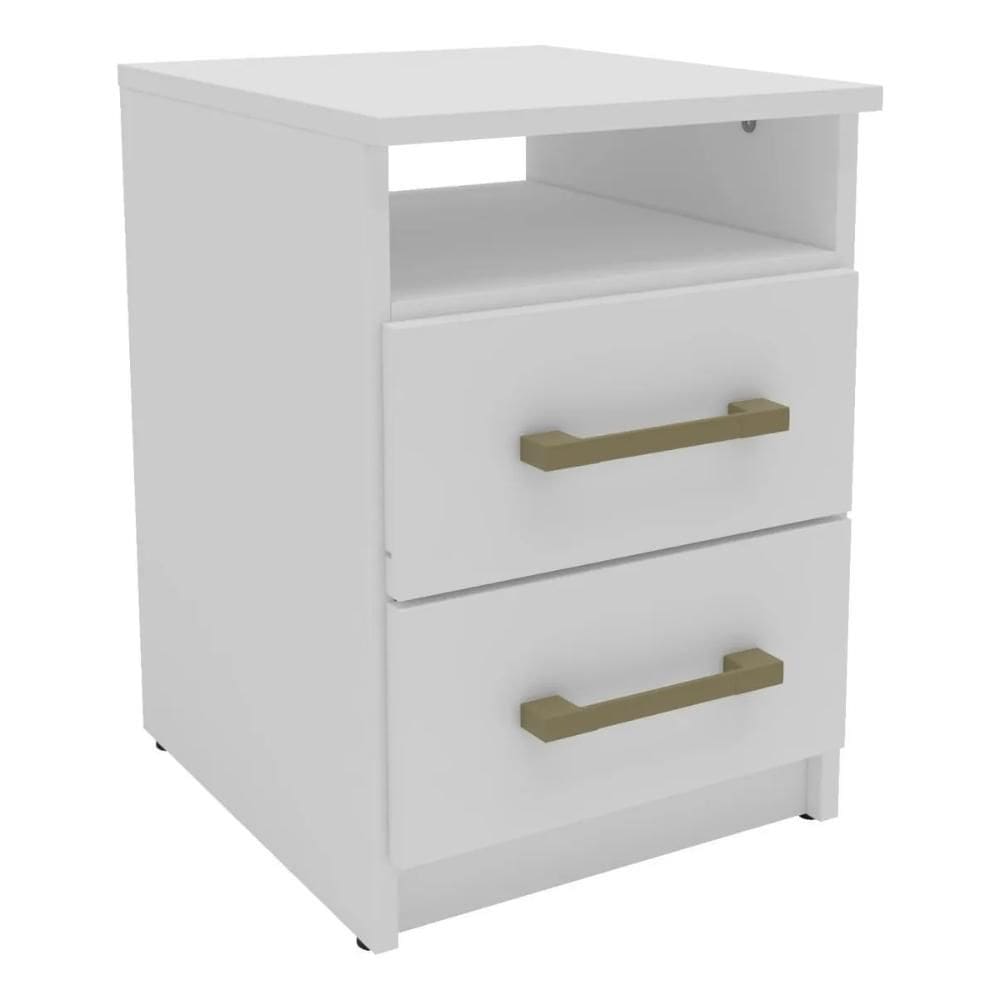 Mesa de Cabeceira 2 Gavetas 30cm Cor Branco - Mademóvel