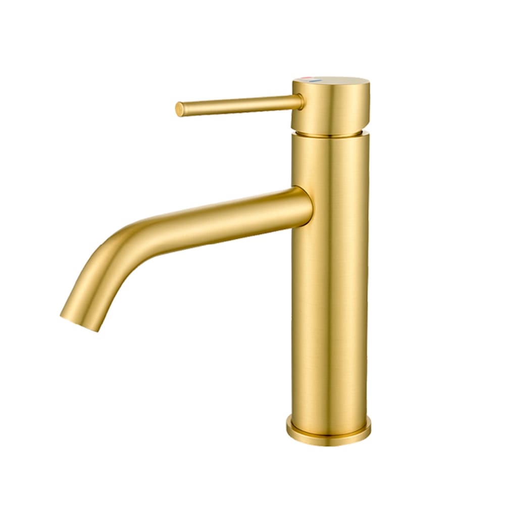 Torneira Misturador Monocomando Bica Baixa para Banheiro Acabamento Dourado Escovado DP6201