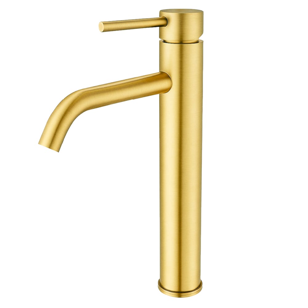 Torneira de Água Fria Bica Alta para Banheiro Acabamento Dourado Escovado DP6102