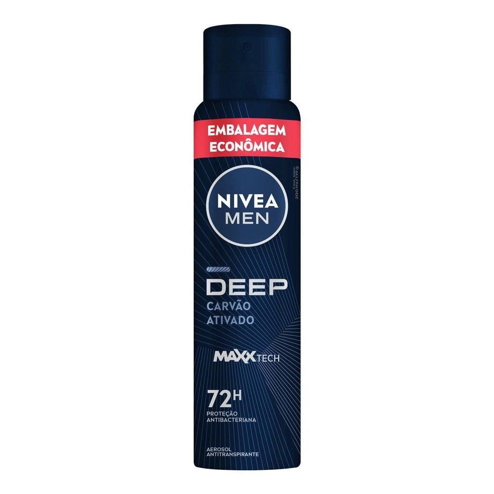 Desodorante Antitranspirante Aerossol NIVEA MEN Deep Carvão Ativado 200ml