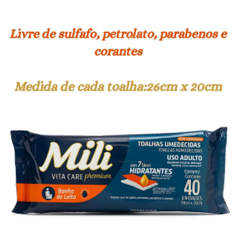 Toalhas Umedecidas Mili Vita Care C/40