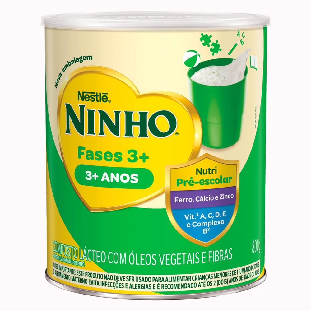 Ninho Fases 3+ Anos Composto Lácteo Nutri Pré Escolar 800g