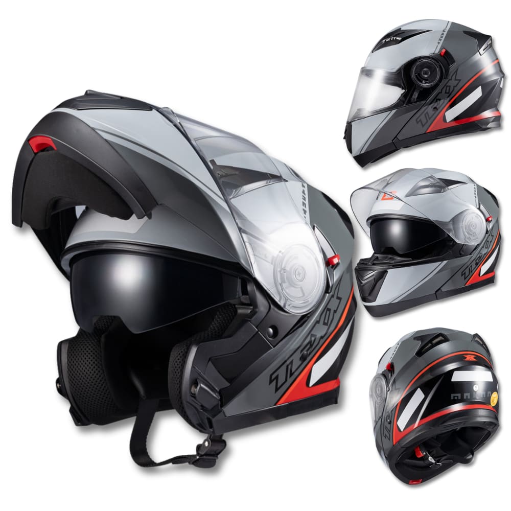 Capacete TEXX Gladiator Makan Cinza e Vermelho