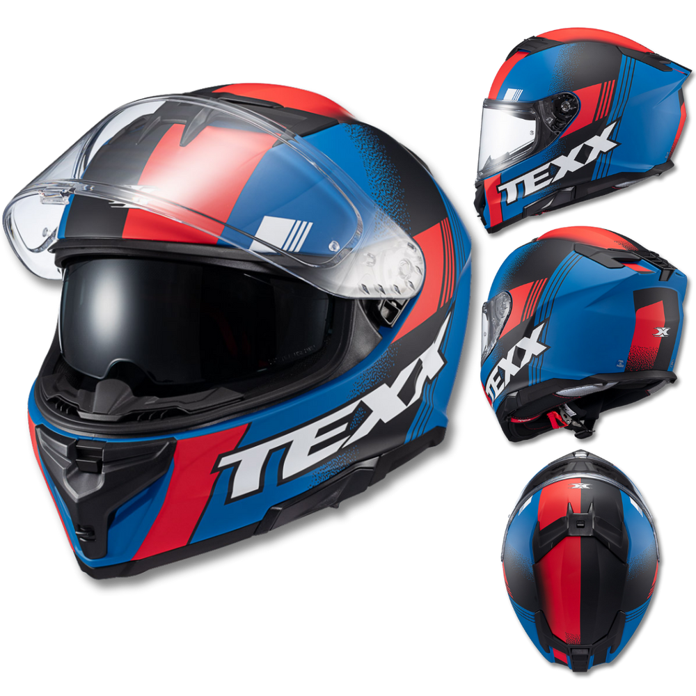 Capacete TEXX Kaiman SV Track Vermelho e Azul Fosco