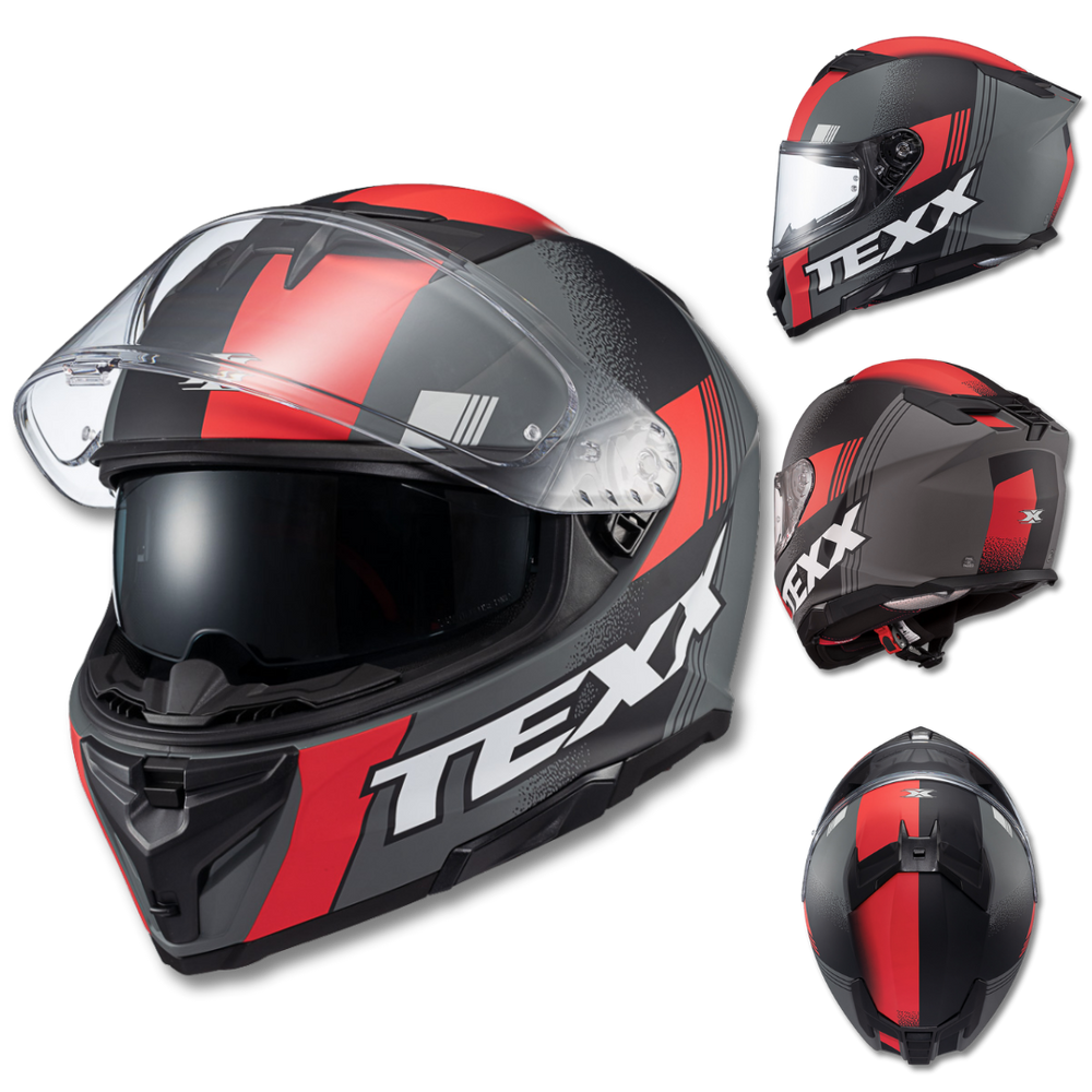Capacete TEXX Kaiman SV Track Vermelho e Cinza Fosco