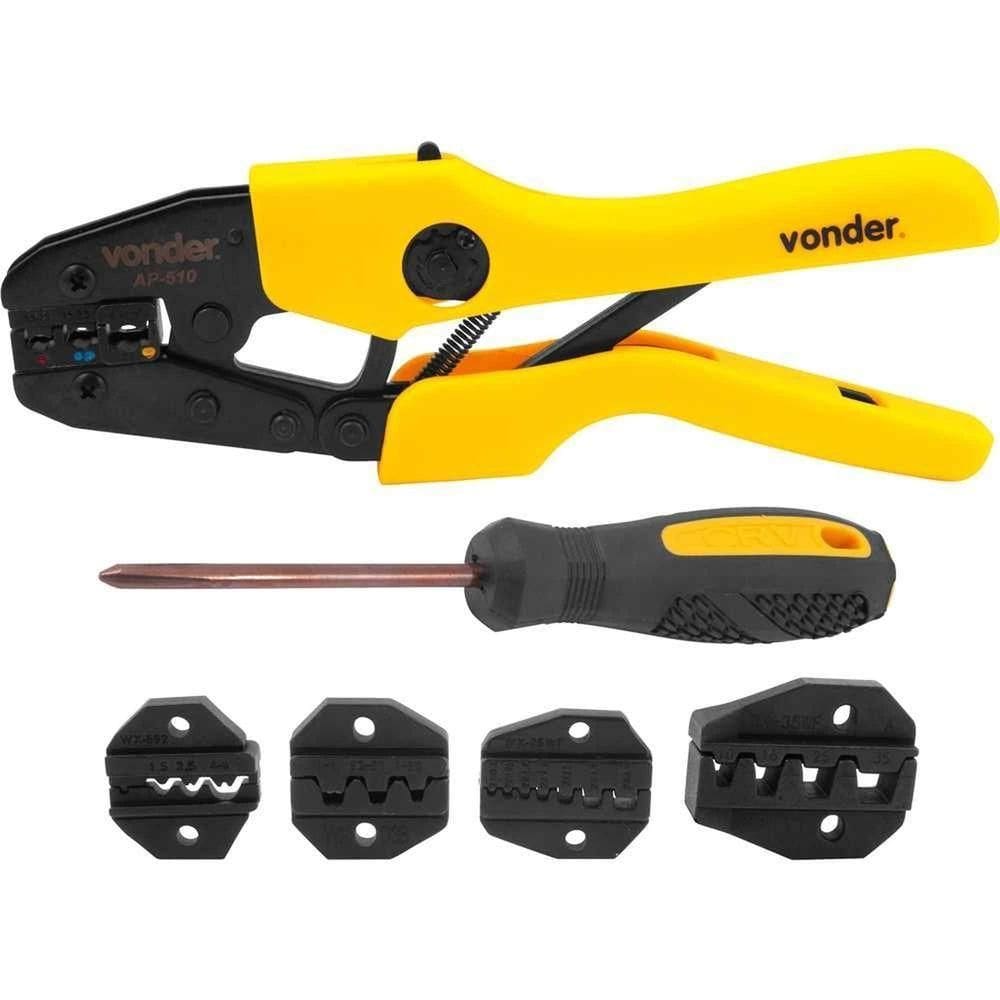 Alicate Prensa Terminais 5 Em 1, Terminais Eletricos, 0,5 Mm² A 35,0 Mm², Ap 510, Vonder Ostenvonder