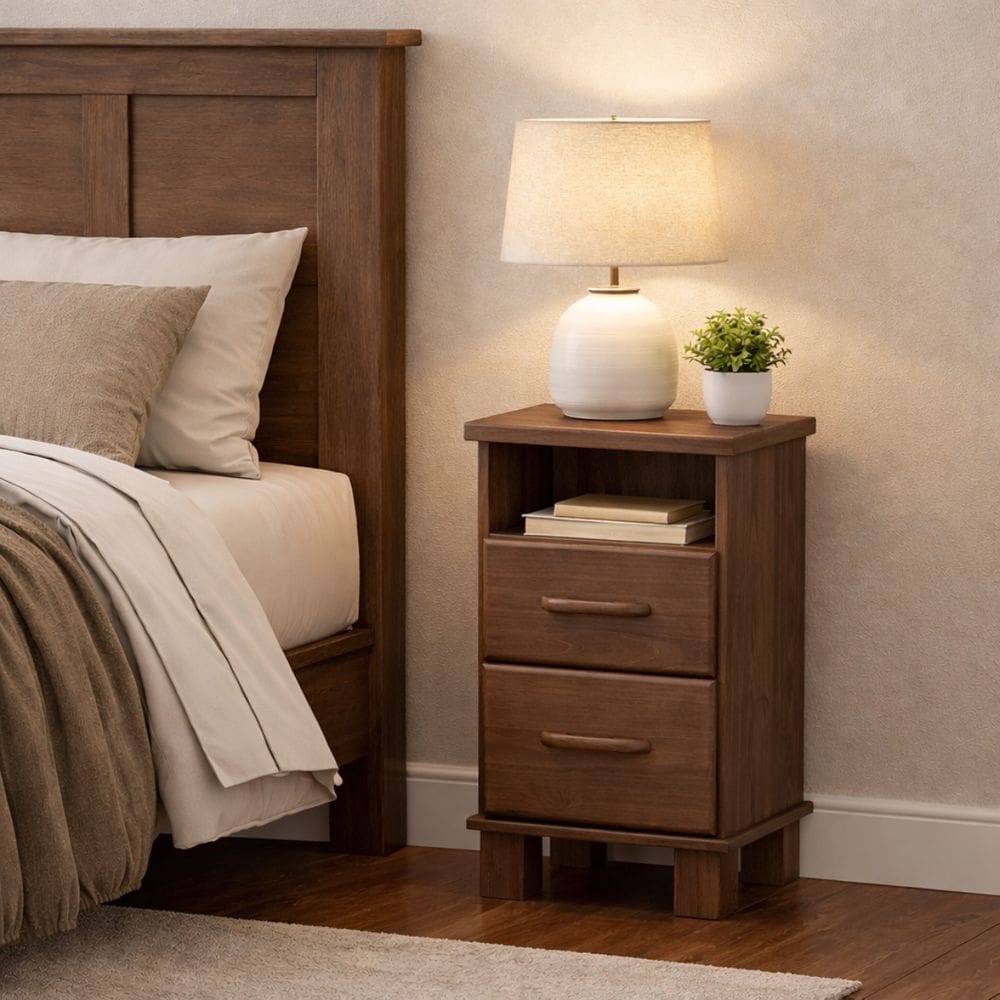 Mesa Cabeceira Madeira Maciça Mesinha Quarto 2 Gavetas Boho