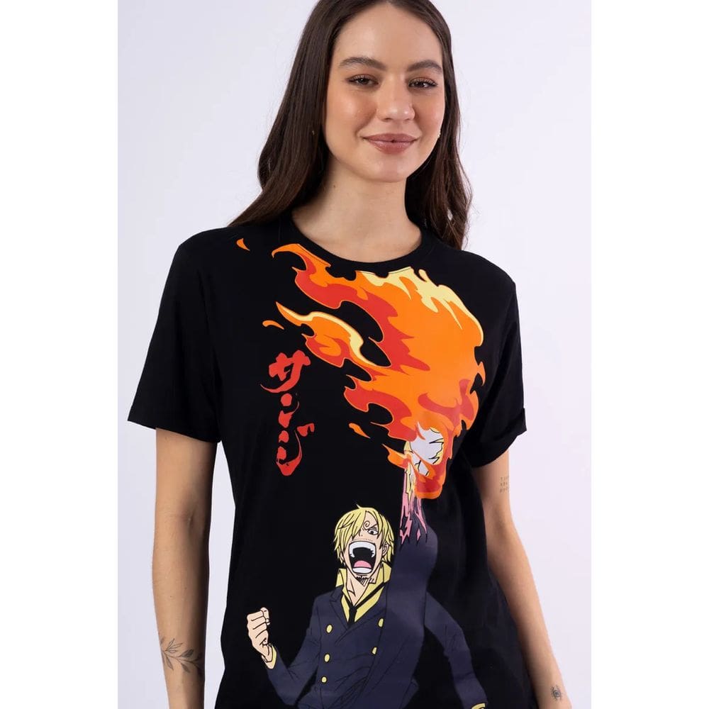 Camiseta One Piece Sanji - Estilo Perna Negra - Piticas