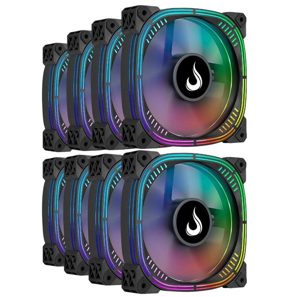 Kit 8 Fans Rise Mode Aura Pro ARGB 120mm C/ Controladora - RM-AUB-02-ARGB