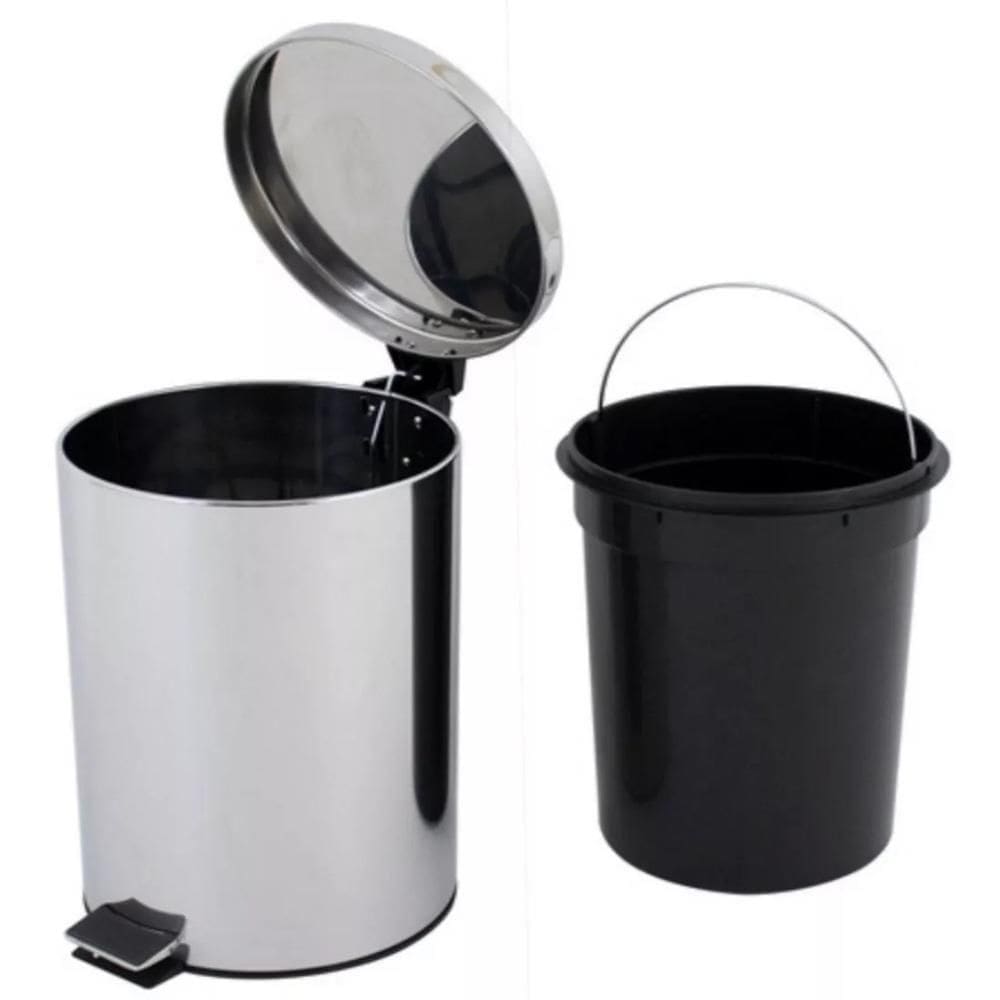 Lixeira Inox 12l Luxo Com Tampa E Pedal – Cesto Grande Para Cozinha, Banheiro E Escritório