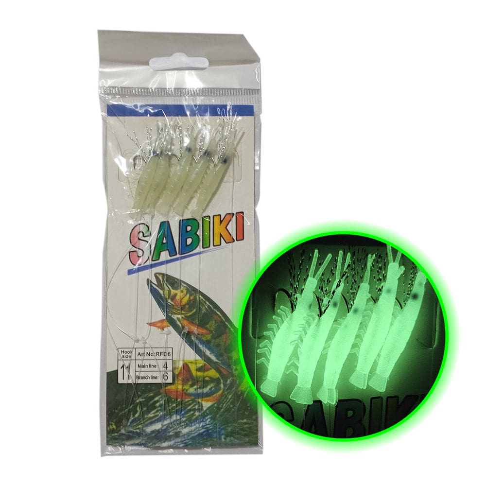Isca Artificial Pescaria Sabiki Camarao 5 Fluorescente Lambari Robalo Tainha Uso Mar Mangue Rio Lago Pesca Noturna