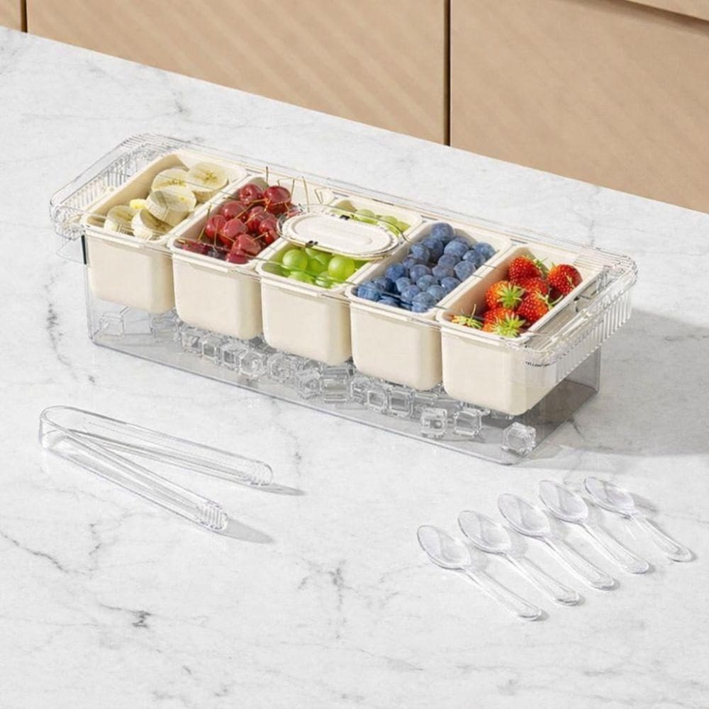 Organizador Geladeira Pote Hermético Com 5 Divisões Acrílico