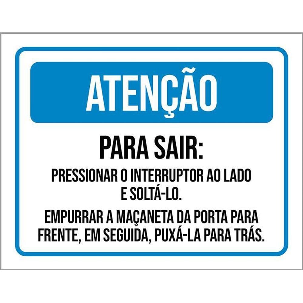 Kit 3 Placa Acm Sair Pressionar Interruptor Maçaneta 18X23