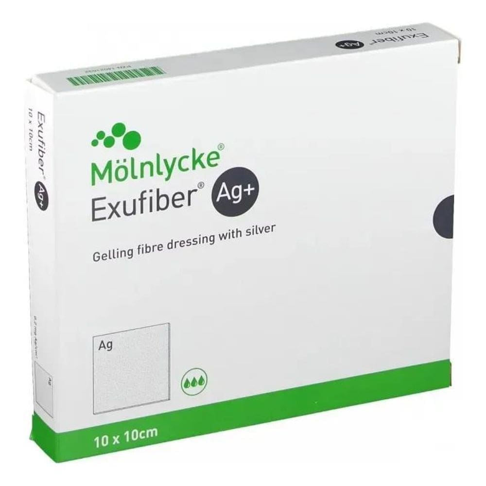 2X Exufiber Ag+ Curativo Molnlycke Fibra Gelificante 10X10 C